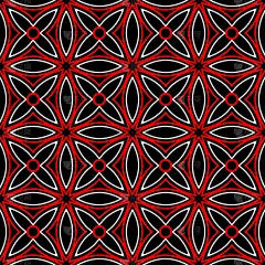 几何无缝模式。黑红白背景