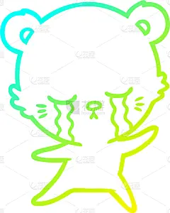 熊,山,铅笔画,卡通,性格,悲哀,艺术,图像,矢量,哭