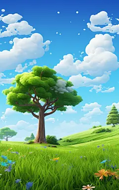 树木草地植物壁纸素材AI图背景