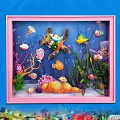 儿童创意DIY手工海洋世界相框装饰画 海底动物吻嘴鱼卡通粘贴画-淘宝网