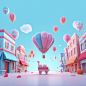 Pink blue color scheme, C4d, shopping, carnival, shopping, high quality, rendering, illustration