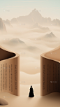 教育系列中国风国学微缩书本背景