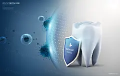 牙齿清洁修护保护牙医院卫生治疗宣传PSD海报模板 Health Dental Care :  