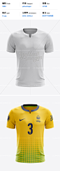 11860 Soccer T-Shirt Mockup - Front View 足球运动服队服圆领T恤正面样机展示效果 yellow images