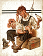 'The Babysitter, The Saturday Evening Post Cover, SOLD' by Joseph Christian Leyendecker (1874-1951) : Original Oil on Canvas