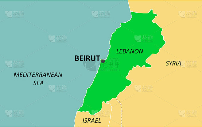 Detailed map of Lebanon with cities. Vector illust