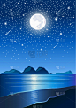 背景,夜晚,风景,图像,海滩,自然美,暗色,天空,绘画插图,自然