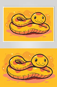 AI数字艺术蛇年漫画风插画