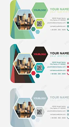 六边形彩色商务名片矢量图 免费下载 页面网页 平面电商 创意素材