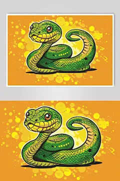 AI数字艺术蛇年漫画风插画