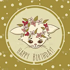 卡通猫矢量生日卡