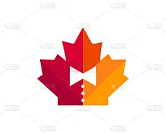 枫叶领带标志设计。加拿大领带的标志。红色的枫叶与Tie向量