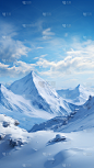 冬季冬天通用简约实景白色雪地雪山天空背景