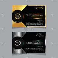 向量VIP金卡、白金卡。黑色几何图案背景与优质设计。豪华和优雅的图形模板布局