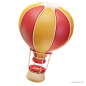 热气球3D Air Balloon Illustration @到位啦UI素材 秋季动物植物3D图标模型