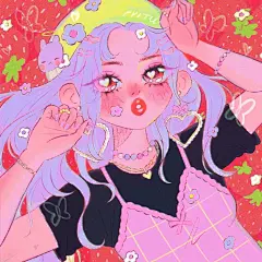 插画师pyituu的一组糖果色调少女插画，每一幅画里的少女眼睛都有星星~太美了！#插画# #插画分享# ​​​​