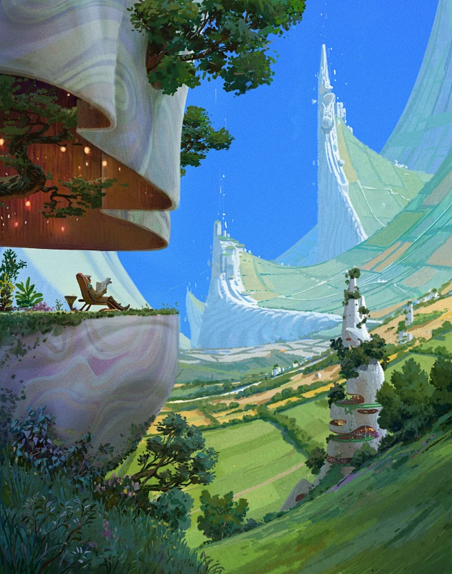 {插画系列}卡通场景01-花瓣网