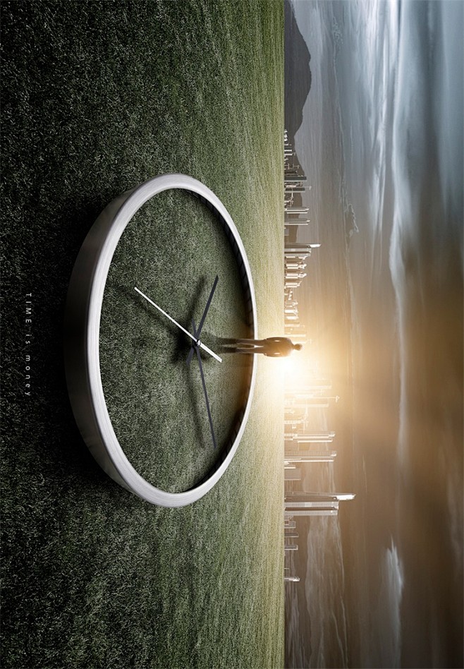 时间时钟空中岛屿天空唯美梦境海报