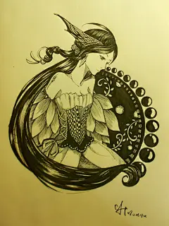 蛰伏在静夜里的星光  的插画 侧颜