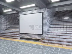 大型海报在地铁车站三维插画空间，车站，地铁，模板，三，地下，上，墙，白色