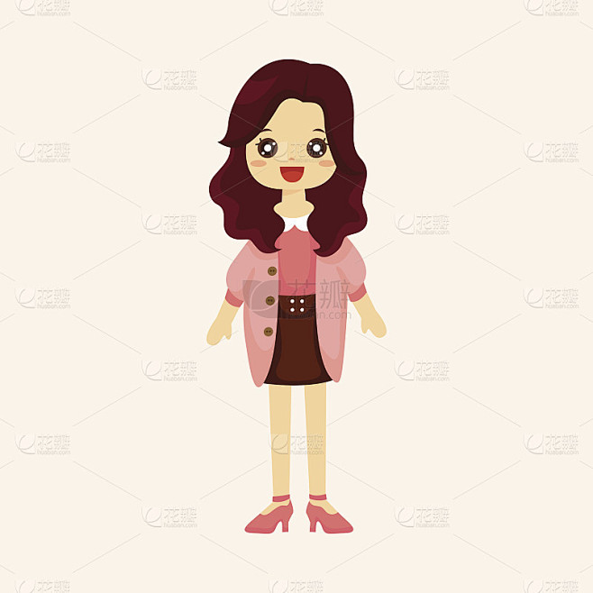 女士女孩卡通主题元素