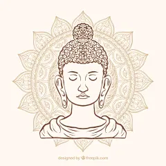 佛教风格手绘佛像插画