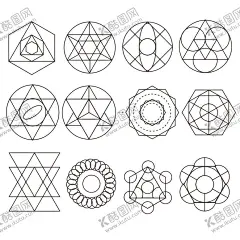 免扣时尚几何图形 【酷图网】曼陀罗图形,时尚几何图形,几何,几何图案