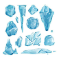 Illustration of Realistic ice caps snowdrifts and icicles broken piece bit lump cold frozen block crystal winter decor vector illustration vector art, clipart and stock vectors. Image 81041516.