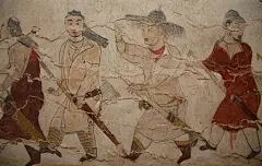 北齐东安王娄睿墓与忻州九原岗北朝墓壁画 : 北齐娄睿墓于1981年初发掘，娄睿，鲜卑人，《北齐书》有传，墓志记载其为“太安狄那汗殊里”人，是为北齐武明皇太后娄太后的内侄，自高欢“信都起义”时即为高氏效力，先为帐内都督，后封东安王、司空、司徒、太...