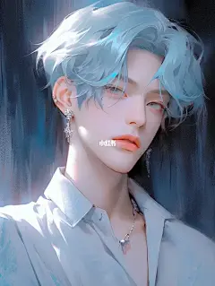 AI绘图｜蓝发帅哥