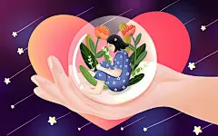 彩色卡通手绘关爱爱护自闭症儿童原创插画海报世界自闭症关注日