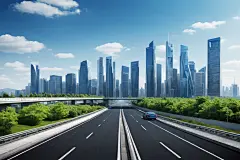 柏油路蓝天白云高速公路摄影图