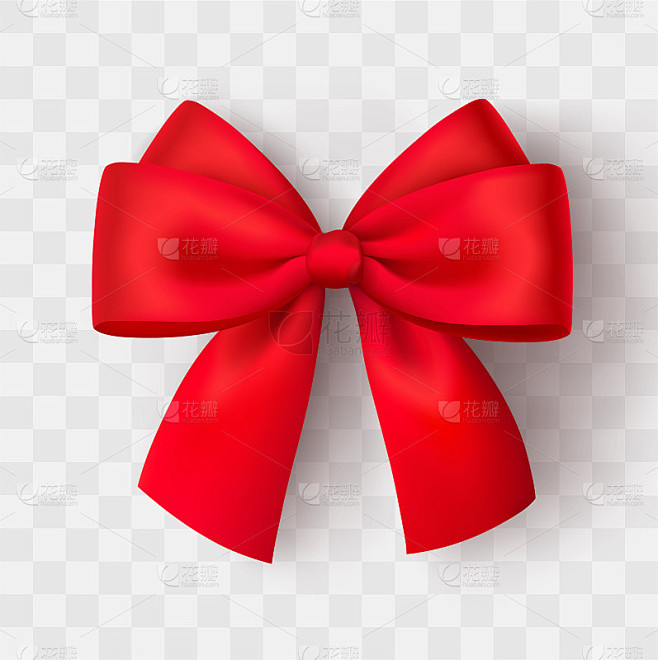 现实的红色蝴蝶结。圣诞节闪亮的红缎带。新...