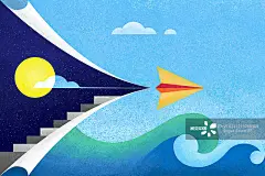 纸飞机,午夜,插画,海洋,无人正版图片素材