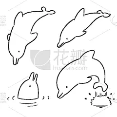 海豚,可爱的,华丽的,野生动物,哺乳纲,动物,波浪,水生动植物,布置,绘制