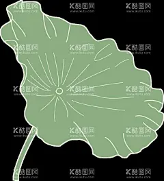 手绘荷叶线条图  - 源文件下载【酷图网】荷叶,绿色,手绘,线条画,扁平,
