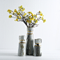 灰色大理石纹陶瓷花瓶手工贴纸直筒花器样板间现代简约软装饰品-淘宝网