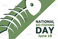 全国钓鱼日。6月18日。节日的概念。模板的背景，旗帜，卡片，海报与文字题词。向量EPS10插图。