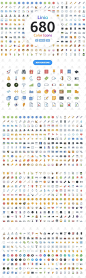 700+矢量图标集 Linia – Vector Line Icons Color  