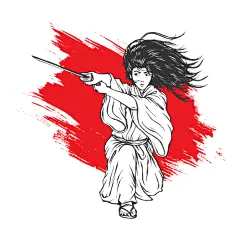 矢量工笔日本武士插画日式传统剑客剑道人物元素手绘插图设计素材