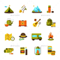 野营登山冒险平面图标——对象集图标Camping Hiking Adventure Flat Icons Set - Objects Icons配件、活动、冒险、背包、商业、营地,露营,篝火,收集、指南针、设计师、瓶、鞋类、齿轮、吉他,徒步旅行,旅程,地图,山,导航,户外,休闲,岩石,屏幕,平板电脑,帐篷,热水瓶,旅游,旅行,穿 accessory, activity, adventure, backpack, business, camp, camper, campfire, collection, c