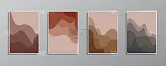 一套创意极简主义手绘复古中性色插图