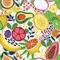 矢量,水果,背景,热带植物图案,木瓜,芒果 ,玻利尼西亚,无花果,奇异果-水果,石榴