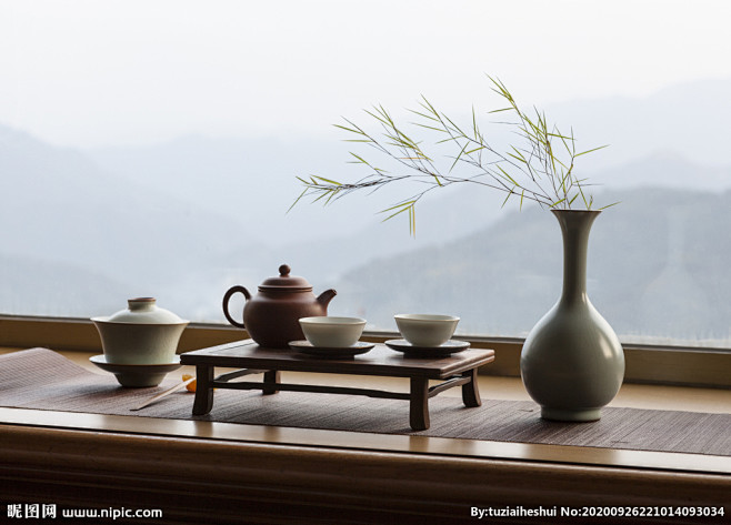 茶艺茶具意境背景海报素材