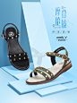 Camel/骆驼女鞋 2018夏季新款 时尚个性铆钉亮珠饰舒适凉鞋女潮-tmall.com天猫