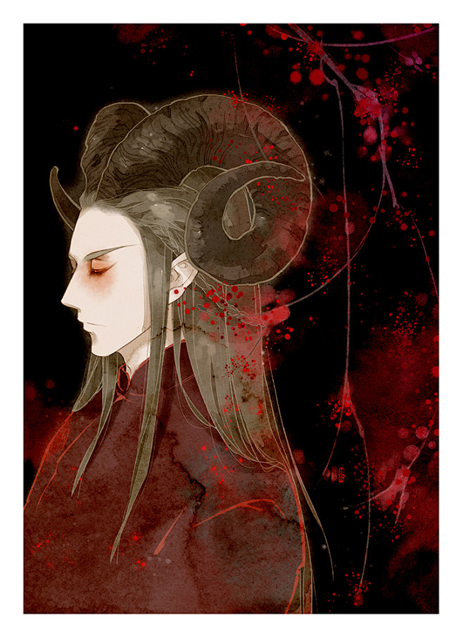 手绘插画  墦索/绘