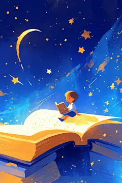 安静阅读插画绘制