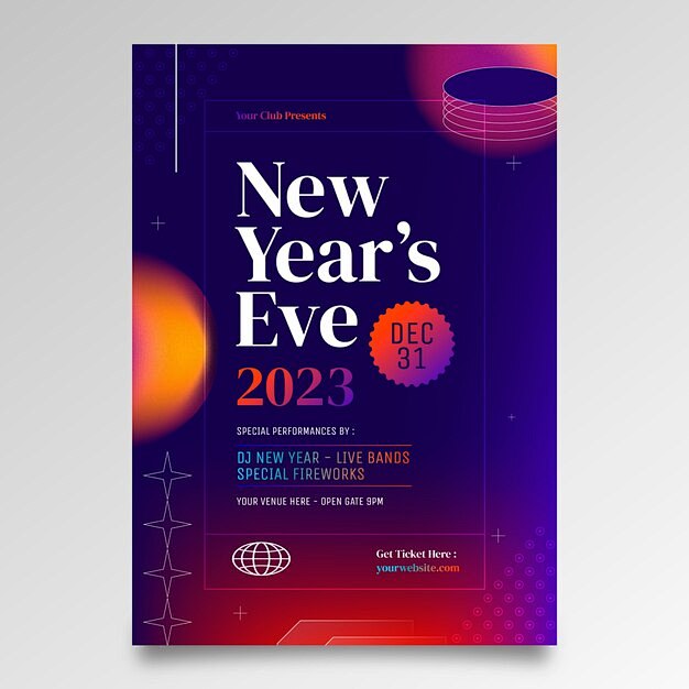 渐变新年 2023 年垂直海报模板