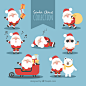 可爱的圣诞老人卡通图集 Collection of lovely character of Santa Claus_平面素材_卡通人物_模库(51Mockup)