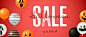Halloween sale lettering and ghost balloons